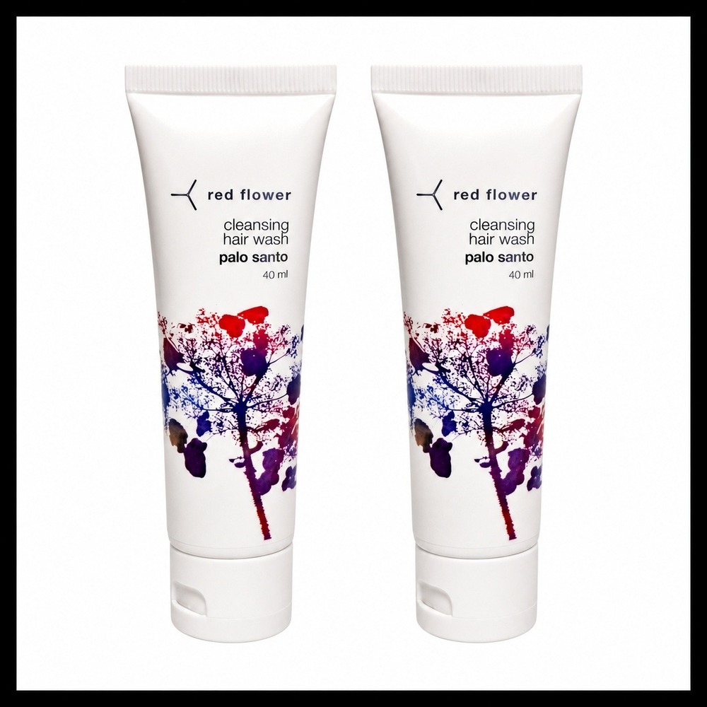 2 x Red Flower Palo Santo Cleansing Hair Wash 1.35 oz 40 ml Travel Size New